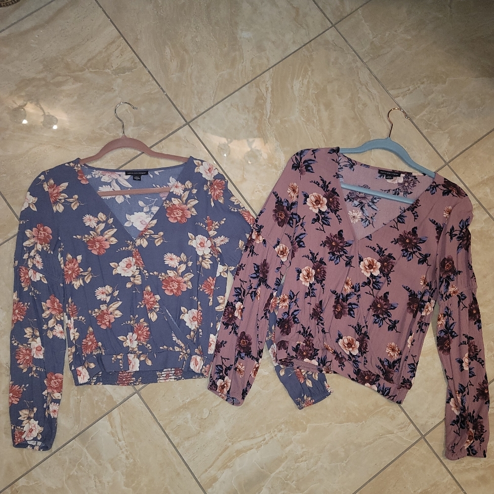 American Eagle Outfitters Floral Blouses in Blue and Pink